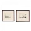 Pair of Antique Etchings from the Low Countries - Rembrandt and Waterloo