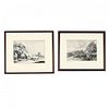 Pair of Continental Landscapes Picturing Cattle and Travellers - Hollar and Both