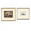 Two 19th-Century Maritime Etchings - Buhot and Cotman