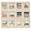 Twelve Prints from Thirty Views of Kyoto series by Tokuriki Tomikichiro (1902-2000)