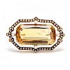 Antique Citrine and Seed Pearl Brooch