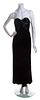 An Oscar de la Renta Black Velvet Strapless Gown, Size 6.