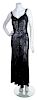 A Chanel Black Sequin Bias-Cut Evening Gown,