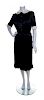 A Chanel Creations Black Silk Pleated Dress, Size 12.