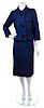 A Balenciaga Blue and Black Wool Plaid Skirt Suit,