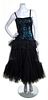 An Yves Saint Laurent Blue Sequined and Black Tulle Cocktail Dress,