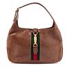 A Gucci Brown Leather Jackie Handbag, 12.5" x 8" x 1.5".