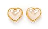 A Pair of Chanel Faux Pearl Heart Earclips, 1".