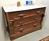 VICT WALNUT MARBLE TOP 4 DRAWER CHEST 31"H X 43"W X 19 1/2"D