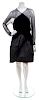 A Bill Blass Black Velvet and Silk Dress,