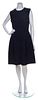 An Oscar de le Renta Navy Wool Sleeveless Shift Dress, Size 8.