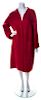 An Oscar de Renta Red Wool Swing Coat, Size 14.