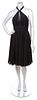 A Laura Marolakos Black Silk Halter Dress, Size 6.