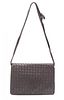 A Bottega Veneta Metallic Gray Intrecciato Flap Handbag, 9" x 6.5" x 1.5".