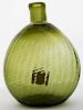 19th c pattern-molded Pitkin-type half pint flask, 32 rib & swirled to the right, olive green, open pontil, ht 5” Dr Oliver E