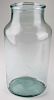 19th c free blown jar w/ folded rim, purported to be Burlington or Lake Dunmore, VT, aquamarine glass, open pontil, ht 11”, d