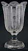 19th c pattern molded celery vase, clear cable pattern pressed flint glass, wheel etched decoration, Boston & Sandwich Glass