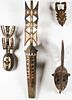 4 African Carved Wood Mossi Masks