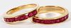 2CT RUBY AND 14KT GOLD RINGS 2 PIECES