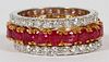 2.42CT DIAMOND & 5CT RUBY STACKABLE RINGS THREE