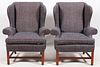 HICKORY CHAIR CO. WINGBACK CHAIRS & OTTOMAN