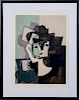 After Pablo Picasso (1881-1973): Portrait de Face Sur Fond Rose et Vert
