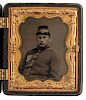 Civil War Ninth Plate Ruby Ambrotype of a Soldier Wearing a Patch  Representing the 10th Legion, 56th New York Infantry