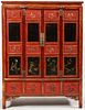 CHINESE RED & BLACK LACQUER CABINET