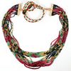 NATURAL EMERALD RUBY AND SAPPHIRE BEAD NECKLACE