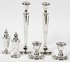AMERICAN STERLING CANDLESTICKS & SHAKERS SIX PIECES