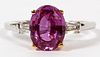 OVAL 3.04CT NATURAL PINK SAPPHIRE RING