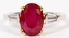 3.04 CT RUBY AND 14KT GOLD RING