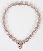114CT NATURAL PINK KUNZITE AND DIAMOND NECKLACE