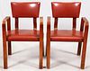THONET BENTWOOD OPEN ARMCHAIRS W/ BROWN LEATHER