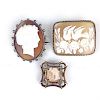 group of 3 fine Victorian rolled gold frame carved cameos .75"-1.75" dia