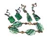 lot of assorted ca. 1900 Chinese spinach jade jewelry incl. 2 pair earrings & bracelet
