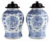 Pair Covered Porcelain Blue and White