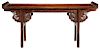 Fine Chinese Carved Hardwood Altar 云纹拱肩长条硬木供桌，38*78*19英寸，或19世纪，中国