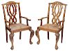 Pair Export Carved Hardwood Open-Arm 硬木雕狮爪椅脚开背椅子一对，19世纪