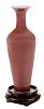 Peachbloom Porcelain Amphora-Form Vase 铁红釉撇口柳叶瓶带底座，高6.375英寸，中国，康熙款