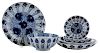 Blue and White Porcelain Aster Bowl 青花忍冬草纹碟六只和碗，最大的碟2*10.5英寸，宣德款，碗3.25*7.125英寸，无款