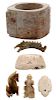 Carved Jade Neolithic Style Kong 玉琮/玉马/玉龙/玉面具共五件,最大的2.125*2.375英寸,或中国古代