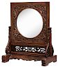 Carved Hardwood Table Screen Fitted 硬木雕缠枝纹台屏，28x21.75x13.125英寸,20世纪早期,中国