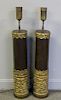 Pair of Antique Wood Lamps with Gilt Decoration.