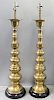 Midcentury Pair of Tall Brass Table Lamps.