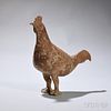 Pottery Figure of a Rooster 红色灰陶公鸡，高12英寸，或中国汉代