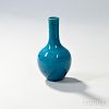 Miniature Turquoise-glazed Vase 绿松石釉长颈球形小花瓶，高6英寸，18世纪，中国