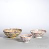 Three Eggshell Porcelain Bowls 游龙牡丹菊花纹蛋壳黄瓷碗三只，高2.125-2.625英寸，直径4-7.125英寸，民国时期
