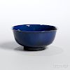 Cobalt Blue-glazed Bowl 钴蓝瓷碗，高2.25英寸，直径5英寸，20世纪,中国