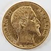 1854A French Gold 20 Franc